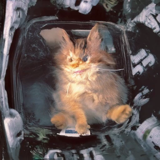 Before training: Cat floating inside the international space station