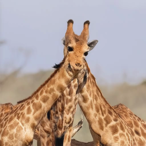 Base model sample without CFG: group of giraffes standing around each other